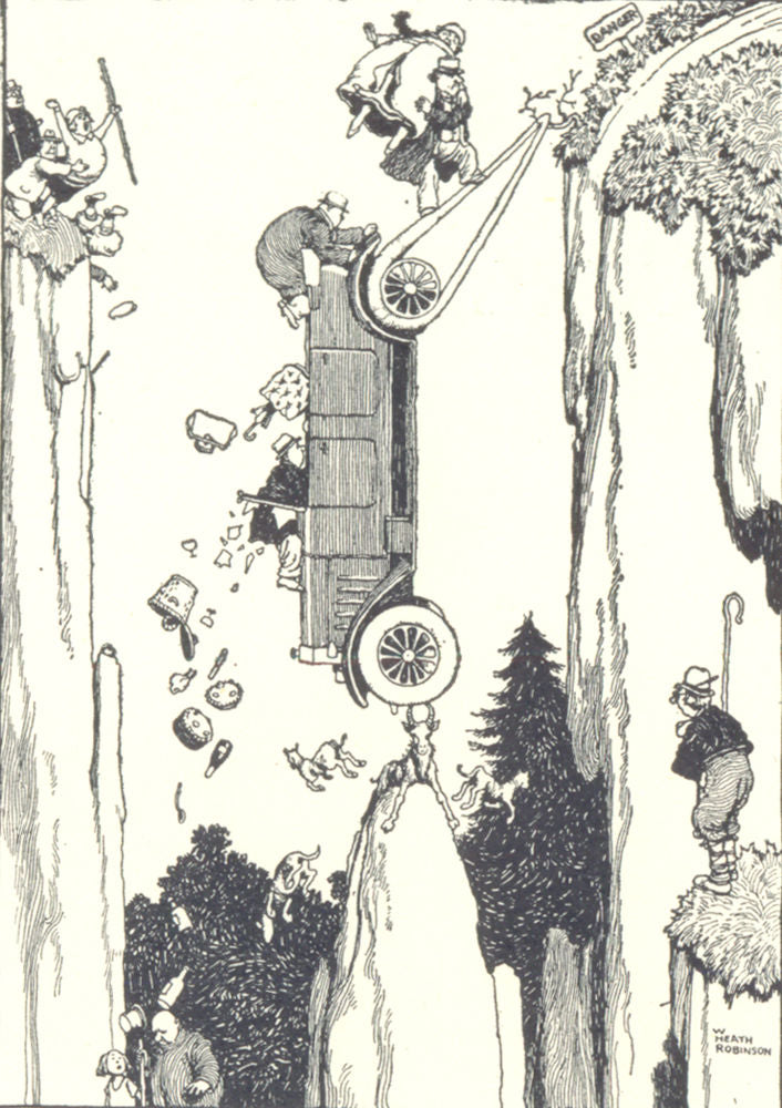 HEATH ROBINSON. Alpine touring party motor accident. SMALL 1935 old print